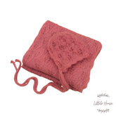 Wool Knitted Wrap with Knitted Bonnet SR054 | NB | Brandy Rose